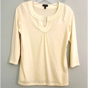 Talbots Creamy Yellow Top Lovely Neckline Size Small Petite 💛 Excellent